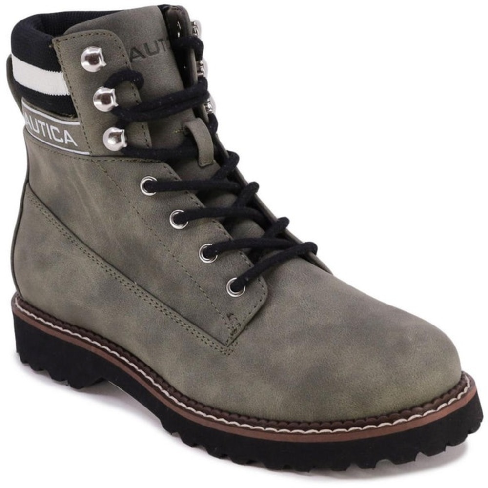 Nautica Women’s size 6 Galiah Combat motor boot one wear olive green suede